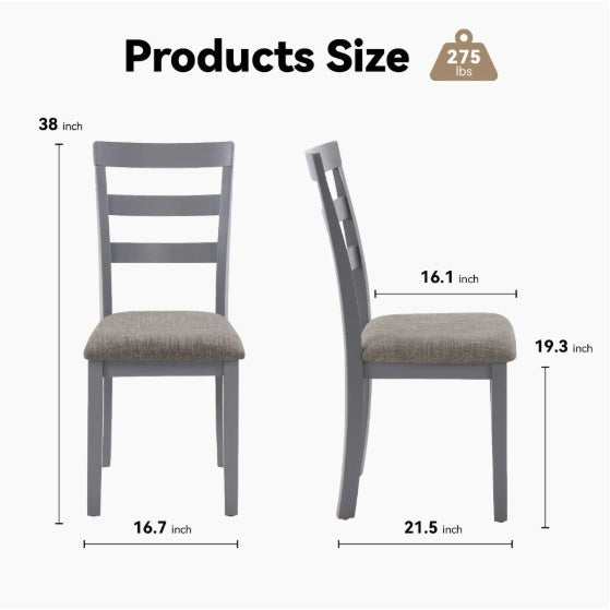 Farmhouse Style Dining Chairs Set Of 2, Wooden Kitchen Chairs, Solid Wood Legs, High Ladder Back, Non-Slip Foot Pads, Sturdy Design, 275lbs Capacity   Perfect For Dining Room Or Kitchen